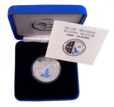 Belgie 10 euro 2008 blauwe vogel, zilver